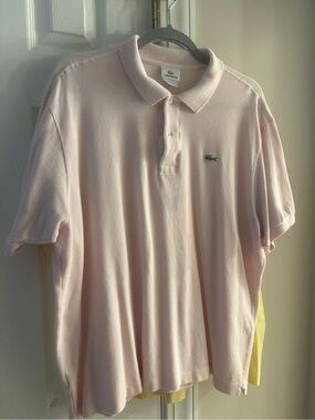 Lacoste Men's Polo Shirt in Pale Pink with Crocodile Logo